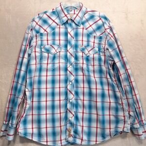 Rafter C Men Lng Slve Pearl Snap Western Shirt Sz.XL/light blue & pink/Western